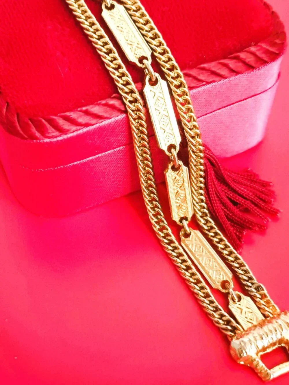 Vintage Gold Triple Strand Bracelet 6.75